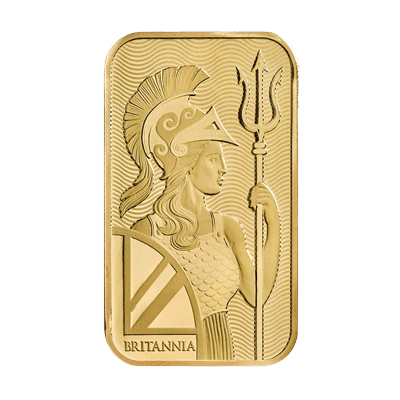 A picture of a 1 oz Britannia Gold Bar